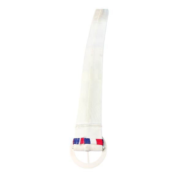 Vintage 60s/70s Style White Fabric Belt Round Buckle Red White Blue Retro Small‎ - Picture 1 of 9